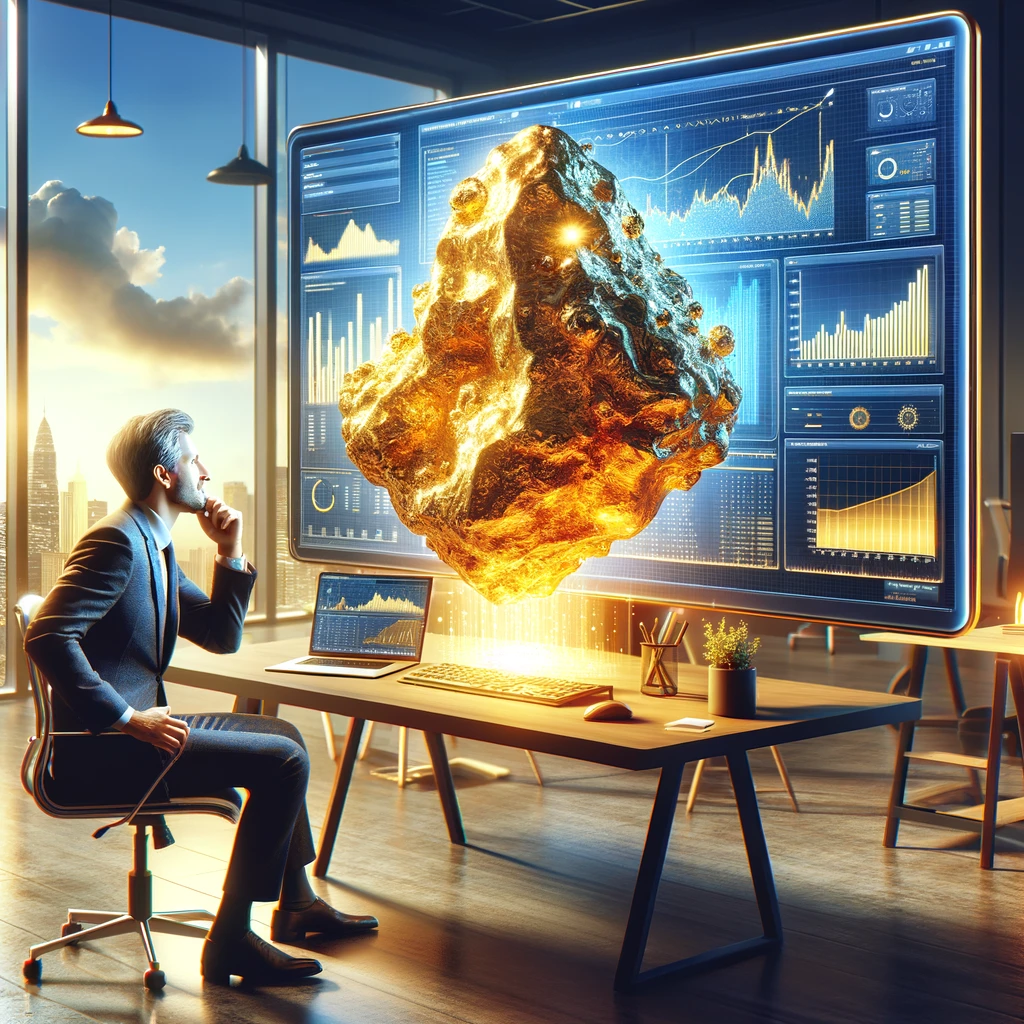 zipwp-image-dalle-2024-02-06-113406-a-digital-artwork-of-an-office-setting-where-a-professional-data-analyst-is-examining-a-large-golden-nugget-that-symbolizes-a-data-cluster-on-their-co.png